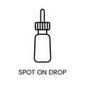 An icon of a dropper with a pointed tip in vector, representing precise spot on application, with an editable stroke