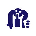 Icon a drunk man crawling on his knees for a bottle of alcohol, signs, Vector illustration for print or website design