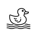 Black line icon for Duck, baby and animal Royalty Free Stock Photo