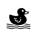 Black solid icon for Duck, baby and animal Royalty Free Stock Photo