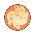 The icon of dumplings on a plate. Vector illustration in a flat style