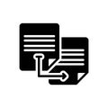 Black solid icon for Duplicate, transcript and matching