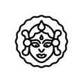 Black line icon for Durga Puja, goddess durga and navratri