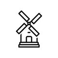 Black line icon for Dutch, wind mill and energy Royalty Free Stock Photo