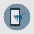 Icon e commerce, buying phone, flat design