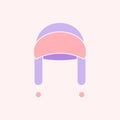 Icon of ear-flapped hat in pastel colors. Vector illustration.