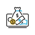 Multi color icon for Earnings, acquisition and currency Royalty Free Stock Photo