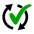 Icon easy effective time, continuous rationally service, check mark arrow Royalty Free Stock Photo