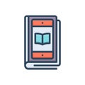 Color illustration icon for Ebook, book recording