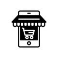 Black solid icon for Ecommerce Optimizing, cart and market