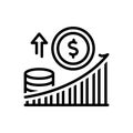 Black line icon for Economics, growth and income