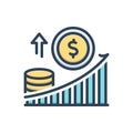 Color illustration icon for Economics, growth and increase