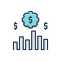 Color illustration icon for Economies, growth and chart