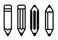 Icon for education, 4 pencil illustrations, black, transparent background Royalty Free Stock Photo