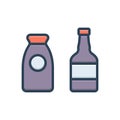 Color illustration icon for or either, bottle and reference