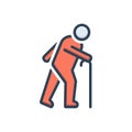 Color illustration icon for Elderly, aged and old