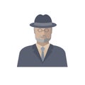 Icon elderly, intelligent man with glasses, a hat, and a formal suit, a Professor, a gentleman