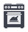 Icon of electric oven with grilled chicken, vector