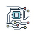 Color illustration icon for Electronic, circuit and digital Royalty Free Stock Photo