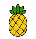 Pineapple icon tropical fruit vector yellow pineapple with green leaves isolated Royalty Free Stock Photo