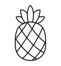 Pineapple line icon tropical fruit vector isolated