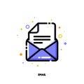 Icon of email for help and support concept. Flat filled outline