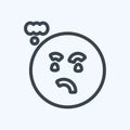 Icon Emoticon Thinking. suitable for Emoticon symbol. line style. simple design editable. design template vector. simple symbol