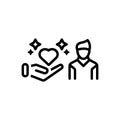 Black line icon for Empathy, sympathy and heart