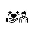 Black solid icon for Empathy, sympathy and heart