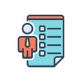 Color illustration icon for employee skills, proficiency and accomplishment
