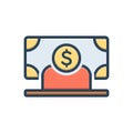 Color illustration icon for Employee Wages, salary and payment