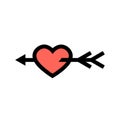 Icon of enamored heart with an arrow