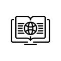 Black line icon for Encyclopedia, reference book and world