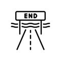 Black line icon for Ended, finished and consummate