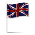 Icon with england flag stick on white background. British flag, united kingdom flag. Vector illustration. Stock image. Royalty Free Stock Photo