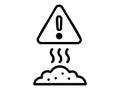 Icon of environmental pollution warning symbol with triangular sign and steaming waste pile. concept of hazard, caution, ecology Royalty Free Stock Photo