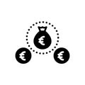 Black solid icon for Eur, price and economy
