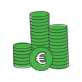 Icon of euro currency. Euro money currency cartoon style on white isolated background Royalty Free Stock Photo