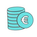 Icon of euro currency. Euro money currency cartoon style on white isolated background Royalty Free Stock Photo