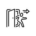Black line icon for Evacuation, exit and door Royalty Free Stock Photo