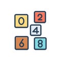 Color illustration icon for Even, number and count