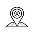 Black line icon for Exact Location, exact and place