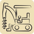 Icon Excavator Auger Drive. related to Construction Vehicles symbol. hand drawn style. simple design . simple illustration Royalty Free Stock Photo