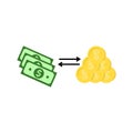 Icon exchange coins for banknotes. Vector illustration eps 10