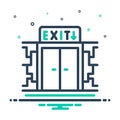 Mix icon for Exit, way out and door Royalty Free Stock Photo