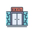 Color illustration icon for Exit, way out and door