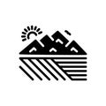 Black solid icon for Extensive, valley and canyon