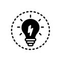 Black solid icon for Extremely, bulb and creative