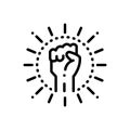 Black line icon for Extremism, hand and radicalism Royalty Free Stock Photo