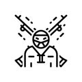 Black line icon for Extremist, terrorist and rebel Royalty Free Stock Photo